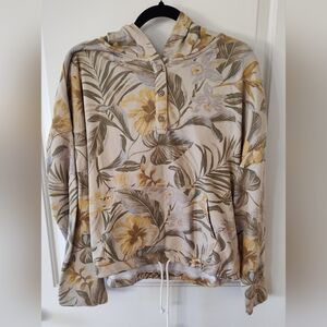 Floral Hoodie with Button Detail